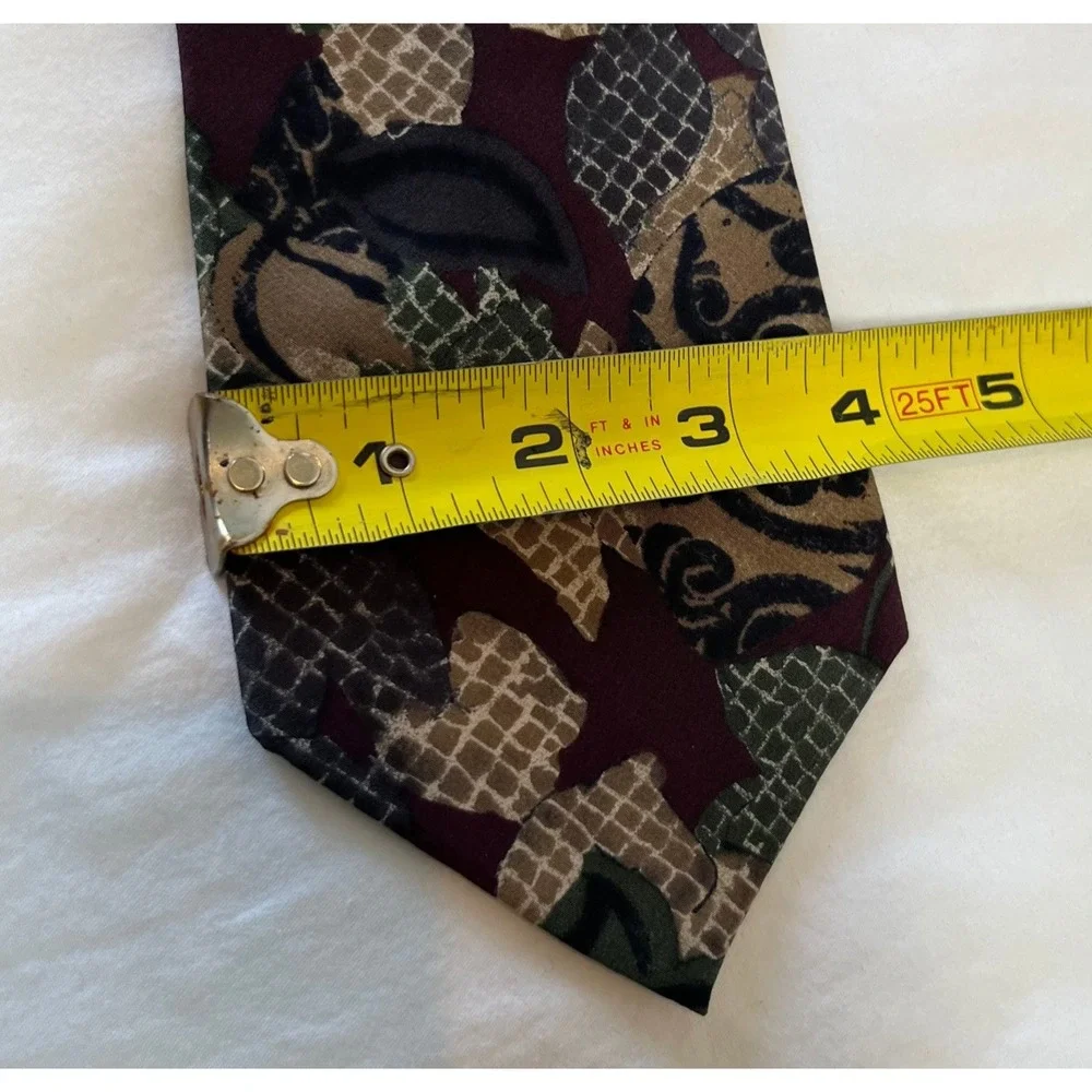 Zylos George Machado 100% Silk Tie Mens Burgundy Multicolor Floral Necktie Short